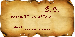 Balikó Valéria névjegykártya