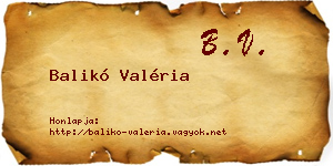 Balikó Valéria névjegykártya